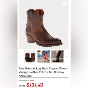 Frye Deborah Lug short Leather Boots woman’s size 6.